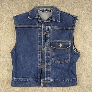 Ralph Lauren Women’s Medium Dark Wash Blue Denim Button Vest Size Small EUC 702